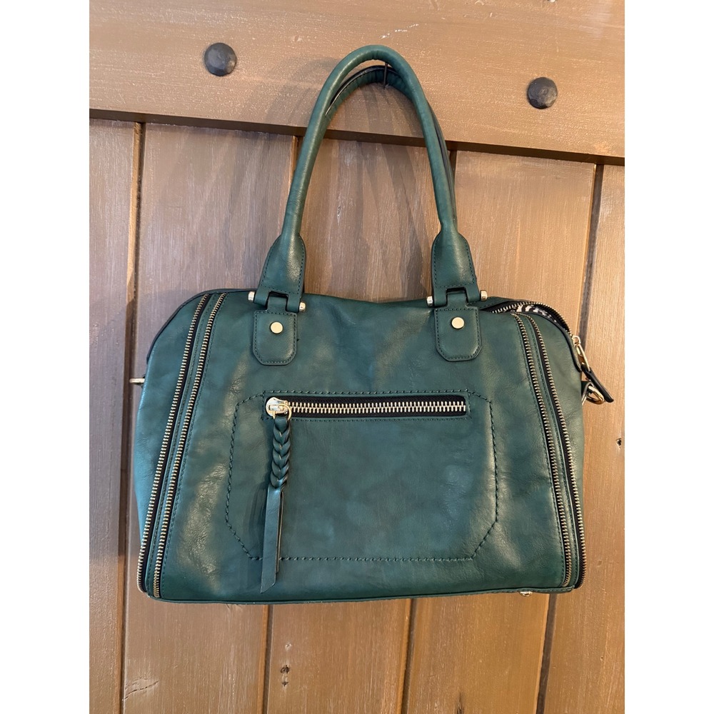 Urban Expressions Forest Green‎ Vegan Leather Satchel Handbag Gold Hardware